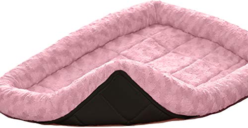 Sidigo 24-inch Dog Bed Crate Pad Bolster Pet Bed Mat for Metal Dog Crates | Dog Beds Ideal for Metal Dog Crates | Machine Wash & Dry (24, Pink)