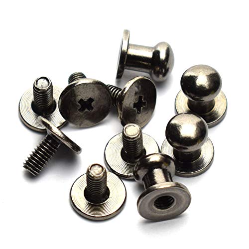 Head Button, 30 Pack Round Head Button Stud 6x8x8mm Screw Back Spots Nail Rivet for DIY Leather Rivet (Gun Metal/Black, 8x6 mm)