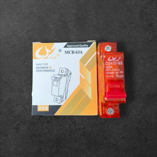 Image of Circuit Breaker, DZ47Z-63 Model, 63A, DC 12-220V, Red Transparent Housing, IEC60898-1 Standard, EV Scooter MCB