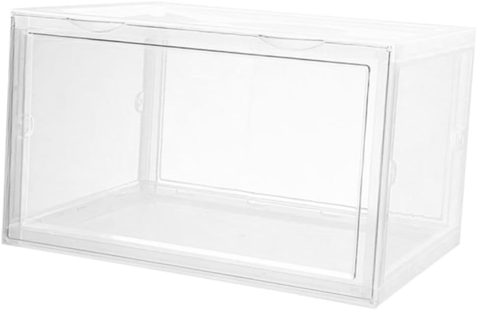 Shoe Boxes Stackable Storage Containers with Magnetic Door, Dustproof Plastic Shoe Organizers for Home Closet, Sneaker and Boot Storage