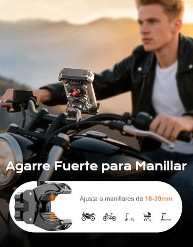 CIRYCASE Soporte Movil Moto [Antivibración Mejorado], Súper Estable Soporte Movil Bicicleta, 360° Rotación y Ajustable Suporte Telemóvel Moto Compatible con iPhone 17/16/15, Galaxy, 4,7-6,8" Teléfonos - imagen 3