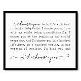 I Choose You Wall Art, Farmhouse Sign, Wedding Gift, Bedroom Wall Art, Marriage Quote, Wedding Anniversary, Rustic Home Decor, Newlywed Gifts, Valentine's Gifts, (8X10 Inch with Framed)