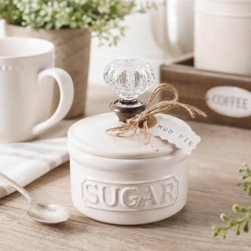 Mud Pie Door Knob Sugar Bowl, White 5.85H X 6.7L X 6.35W - Image 3