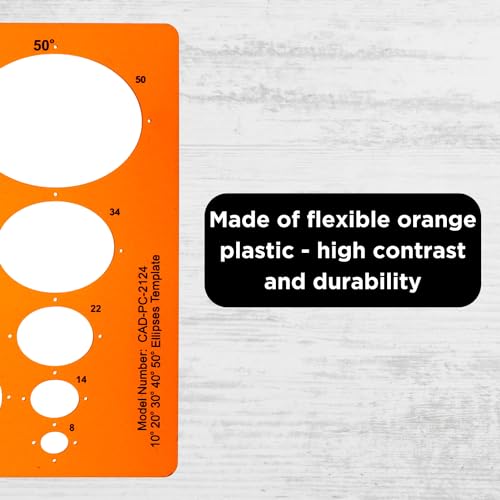 Ellipsenschablone für Technisches Zeichnen - Ellipse Zeichenschablone 10 20 30 40 50 Grad - Technische Zeichenschablone für Student Ingenieur Architekt Grafikdesigner - Schablone Ellipsen