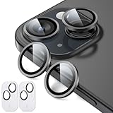 ESR 2 Pack Camera Lens Protector for iPhone 15/15 Plus/14/14 Plus, Ultra-tough HD Individual Lens Protectors, Scratch Resistant, Ultra-thin Tempered Glass, Armorite Series, Black