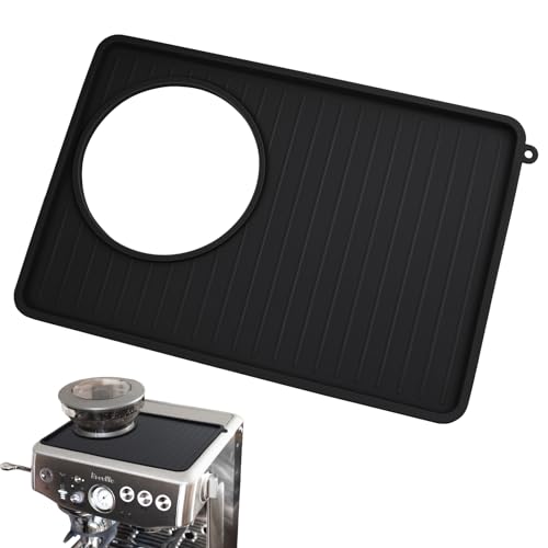 Coffee Mat for Breville 878/881, Espresso Tamper Mat, Food Grade Silicone Non-Slip, 11.42in x 9.53in, Waterproof Heat Resistant, Espresso Tamping Station for Espresso Machine Accessories (Black)