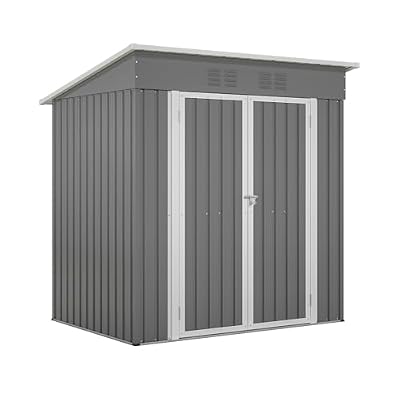 Mulinsonfly 6x4 FT Outdoor Metal Storage Shed with Frame Floor & Sloping Roof, Lockable Double Door, Weatherproof Steel Garden Shed for Tools, Lawn Equipment & Patio Supplies