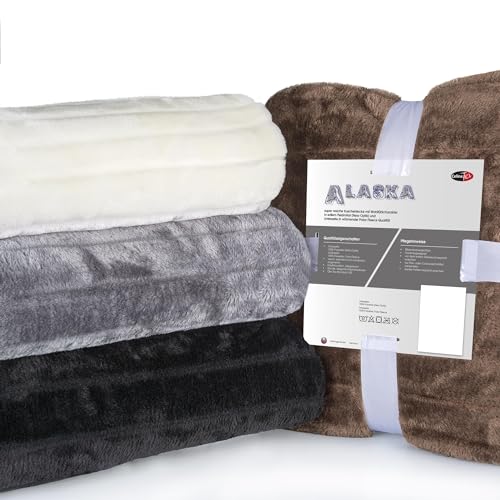 CelinaTex XXL-Kuscheldecke 200 x 240 cm Natur Sofadecke Tagesdecke Wohndecke Fellimitat Webpelz Nerz Optik Fleece Geschenk für Frauen, warm -...