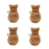 LIOOBO 子犬用スノーブーツ4足セット 滑り止め付き厚手防寒犬用ブーツ 冬の足保護用ペット用アウトドアシューズ 屋内外対応