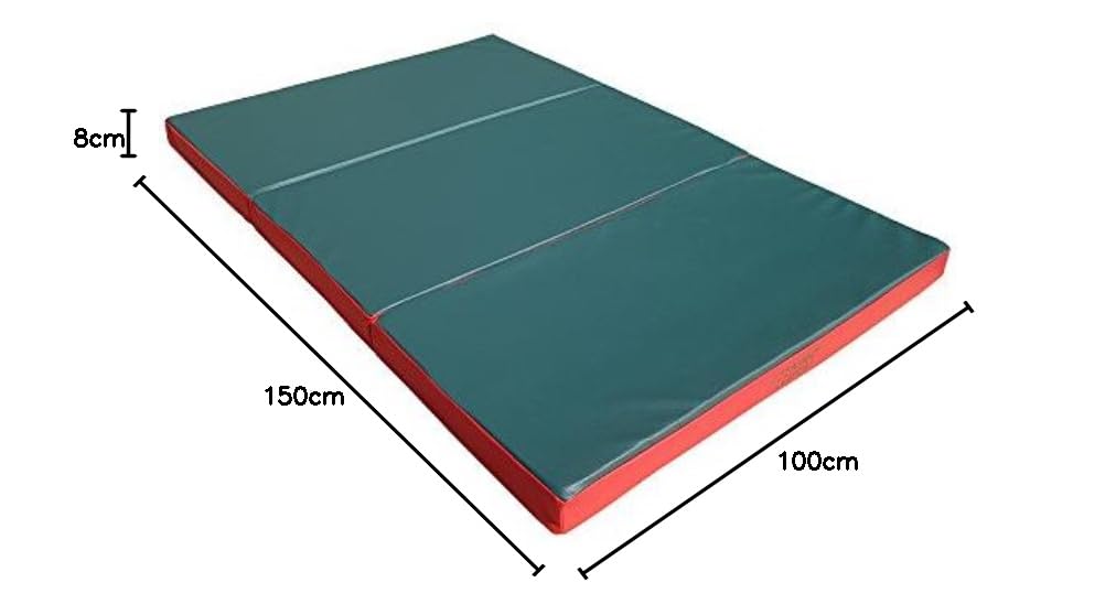 NiroSport Esterilla de gimnasia plegable 150 x 100 cm verde rojo lavable