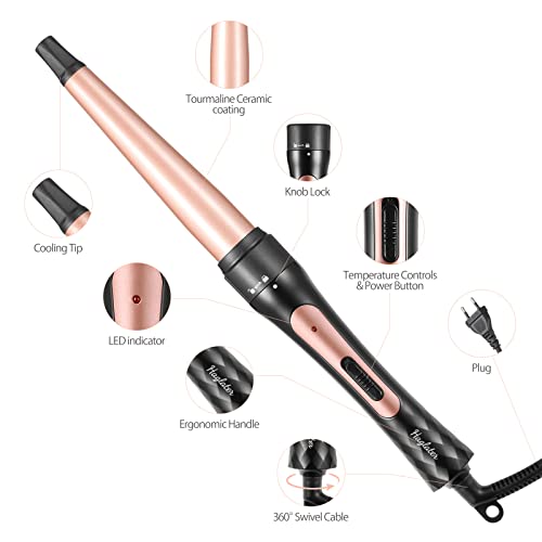 Foto von Haglater Lockenstab 9mm bis 32mm, 3 in 1 Lockenstab Set mit 3 Austauschbaren Keramikfässern, Lockenwickler für Langes/Kurzes Haar