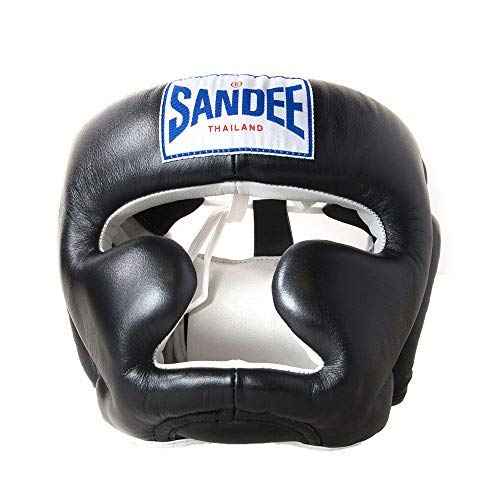 Casque de boxe Muay Thai Sandee noir cuir M pour éviter les blessures aux entraînements