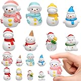 24 Pcs Christmas Snowman Figurine Ornaments Mini Resin Christmas Snowman Ornaments Snowman Miniature Kits Mini Xmas Decorations for Micro Landscape Table Centerpiece Home Decor Xmas Gifts, 1.5inch - Image 1