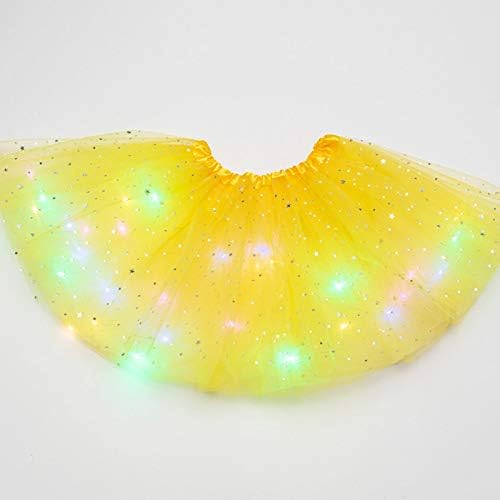 Girls Tutu Skirt, Little Girls LED Colorful Luminous Kids Star Sequin Ballet Skirt Princess Sparkling Tutu, Fancy Fluffy Ballet Dance Costume for 3-8 Years Kids