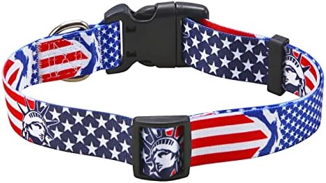 Mihqy American Flag Dog Cat Collar - Patriotic, US Flag Pattern, Star & Stripes, Fourth of July Dog Collar, Adjustable for Small Medium Large Dogs & Cat(Unique US Flag,XS)