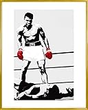 Muhammad Ali 1art1 Poster Kunstdruck Bild und Kunststoff-Rahmen - Die Boxhandschuhe des Siegers (50 x 40cm)