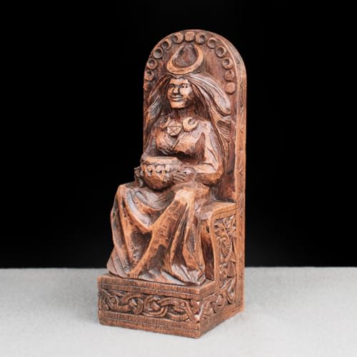 Dryad Design Wiccan Goddess Altar Statue 8" - Rhiannon Pagan Moon Goddess Home Decor - Wood Finish