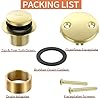 Gold Bathtub Drain Tip-Toe Tub Trim Set with Two-Hole Overflow Faceplate Bathroom Tub Drains Replacement Conversion Tub Drain Kit Assembly with Universal Fine & Coarse Thread