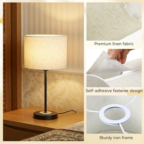Small Lamp Shade, 9.8" Top x 9.8" Bottom x 7.9" High Beige Linen Small Drum Lampshade, Beige Large Drum Lamp Shades for Table Lamps Floor Lamps ChandelierLamp, Easy Assembly Required by Xosjska - Image 3
