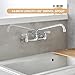 BATHLAVISH Wall Mount Kitchen Sink Faucet, 8” Commercial Kitchen Faucet,Center Double Handle Bar Laundry Utility 14