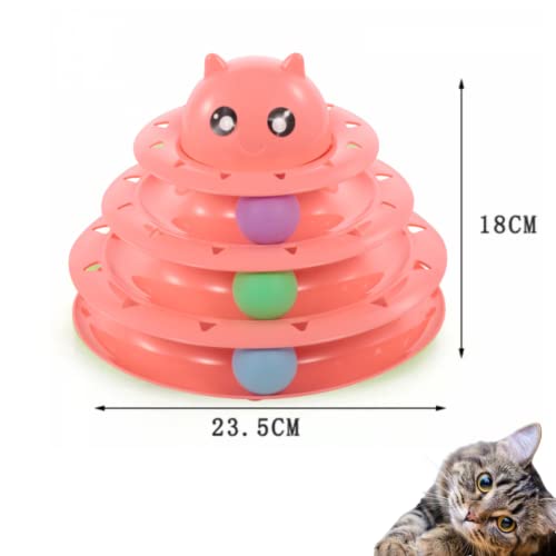 Brinquedo Para Gatos Torre De Bolinhas Interativo Gato (Rosa)
