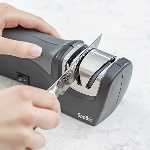 Smith’s 50029 Compact Electric Knife Sharpener, Stainless, Kitchen Knife 2 Stage Sharpener, Electric & Manual, Blade Guide, Quick Sharpening & Polishing, Straight Edge Blades, Handheld 120 V by Smith's - Image 5