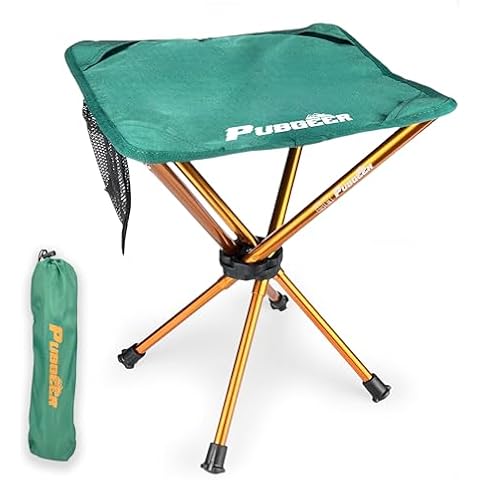 Pubgeer Portable Stool Backpacking Chair Folding Stool Ultra Lightweight Aluminum Collapsible Stool for Hunting Camping Fishing Shooting Hiking Small Portable Chair Camping Stool Cover