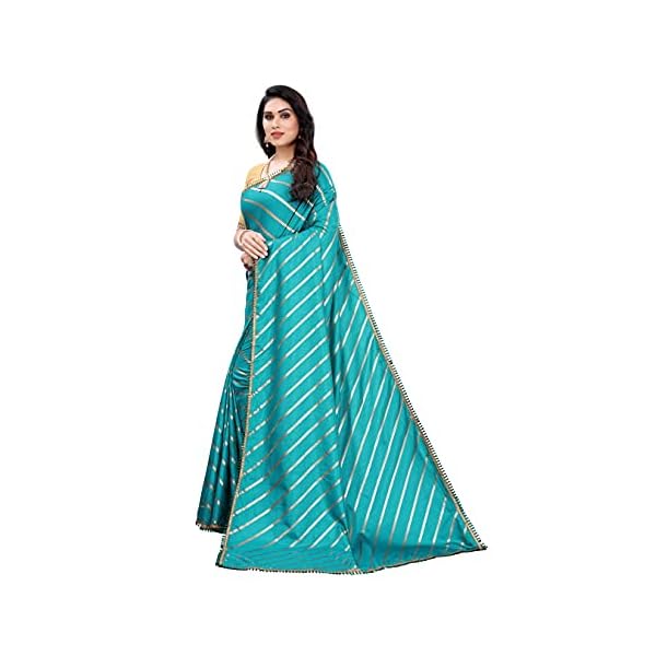 FABMORA Women's Foil Printed Dola Silk Saree With Blouse Piece - Image 3