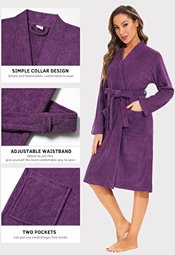 Image of Vislivin Womens Lightweight Bathrobe Soft Kimono Robes Terry Cloth Bathrobe Knee Length Bath Gown