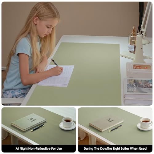 ZTIONHD Leather Desk Pad Protector 23.6x13.7inch Non-Slip Large Gaming Mouse Pad Waterproof Desk Writing Pad Desk Blotter Laptop and Keyboard Mat for Office and Home(Green) — view 5