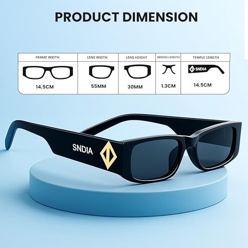 Image of SNDIA Polarized Small Rectangle Women's Sunglasses | Premium Frame | UV400 Protection for Driving, Outdoor Activity