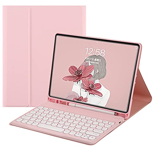 HENGHUI Keyboard Case for Galaxy Tab S6 Lite 10.4 inch Keyboard Case Cute Round Key Color Keyboard Wireless Detachable BT Keyboard Cover with S Pen Holder (Pink) by HENGHUI - Used condition - US$8.28