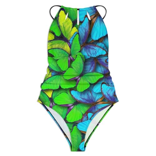 Swimsuit monokini violet imprimé papillon une pièce tendance pour le bain