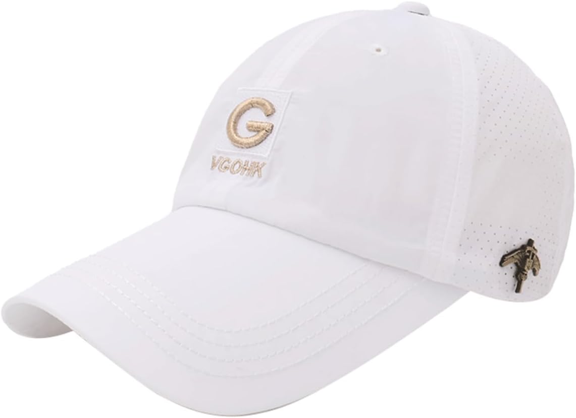 Hat Men's Summer New Fast Drying Golf Cap Baseball Cap Sunscreen Sun hat Women's Fashion (White)