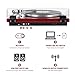Belt Drive Turntable for Vinyl Record Player,Connect with Bluetooth Speakers or Active Speaker,Built-in Phono Pre-amp,USB Digital Output, Magnetic Cartridge,High-Gloss Wood Design(Red)