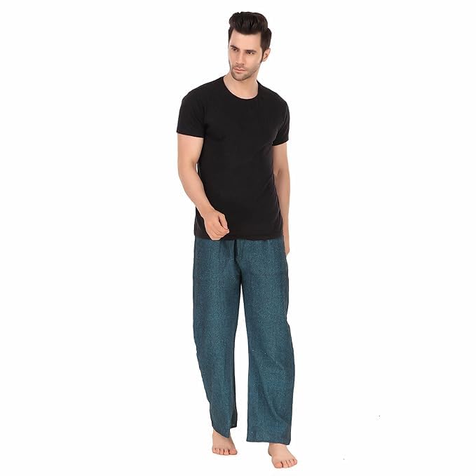 affitude auto Mens Pajama Elastic Waist Bottoms Lounge Pants Lightweight Pajamas with Pocket Useful-Night wear;Gym;Morning Evening Walk & Soft Cotton Fabric-Free Size Upto 28 to 36 Inches(Turquoise)-picture-25