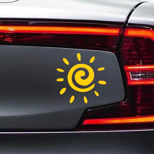 DUSCOKE Spiral Sun Vinyl Waterproof Decal Car Sticker- 6 Car Truck Van Wall Laptop Window Bumper Stickers- Sun Silhouette Sticker Vehicle Decoration Decal for Mirror Notebook Water Bottles (Yellow)