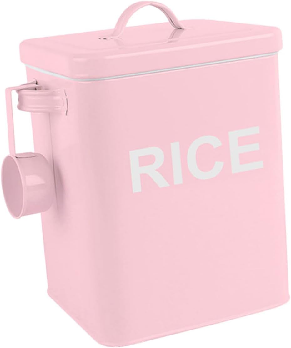 Pet Food Storage Container Airtight Sealed Dog and Cat Food Bin with Measuring Cup Large Capacity Pink Moisture-proof for Household Use