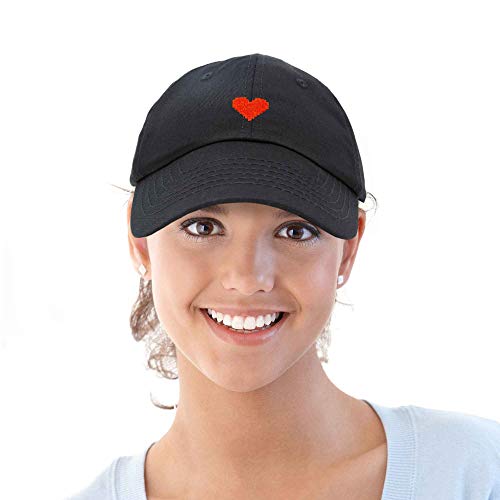 Dalix Pixel Heart Hat Womens Dad Hats Cotton Caps Embroidered Valentines Black #TOP4