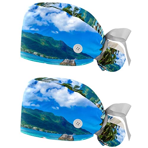 Chapeaux de travail bouffants JDEZ (lot de 2) à motif palmier pour hommes et femmes