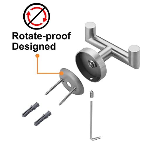 Towel Hooks For Bathrooms, Brushed Nickel Towel Hook For Kitchen Bathroom, SUS304 Stainless Steel Coat Hook, Heavy Duty Double Holder Robe Hooks For Hanging Towels,Coats,Clothes,Wall Mount, 4 Pack by Kwanicas - Image 6