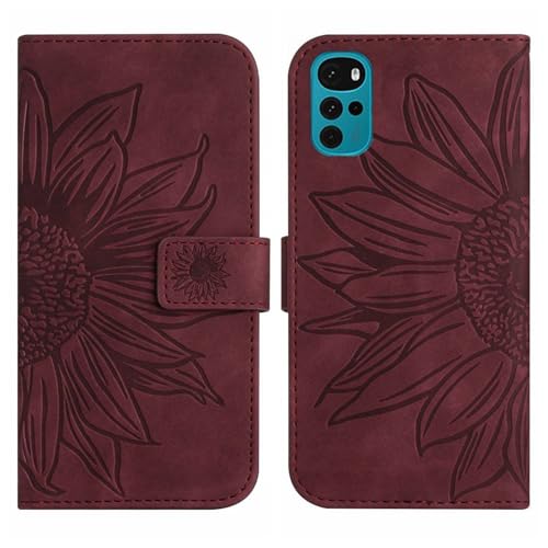 Rfvzubemok Compatible with Motorola Moto G22 4G Cover,Compatible with Motorola Moto G22 4G Flip Kickstand Card Slots Magnetic Closure Phone Case Brown