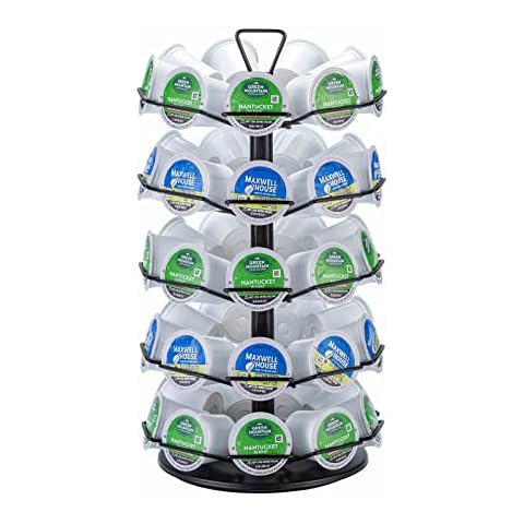ZCDCP K cup Holder Carousel 5 Tier Coffee pod holder Metal Coffee Pods Storage Organizer Stand Compatible with 45 K Cup Pods Cover