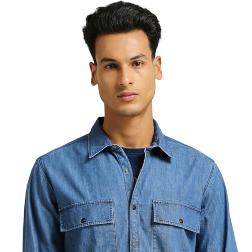Image of Pepe Jeans Men's Cotton Solid Regular Fit Shirt