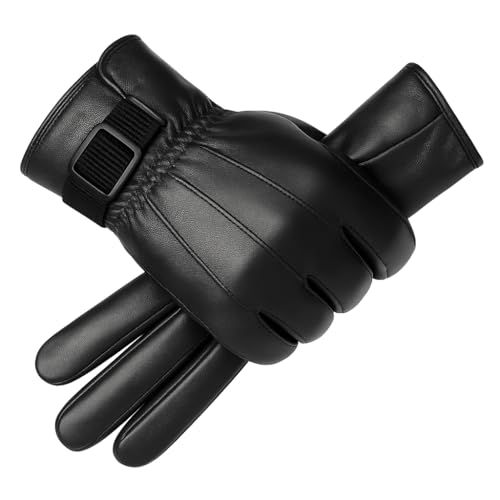 Image of TLN Genuine Leather Gloves for Men | Premium Soft Driving, Biking & Winter Gloves, Warm, Stylish & Durable Hand Gloves for Outdoor & Daily Use