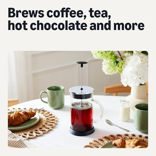 Amazon Basics French Coffee Press, 34 oz., Borosilicate Glass, BPA-Free, Triple Filtration System, Dishwasher-Safe Parts - 4
