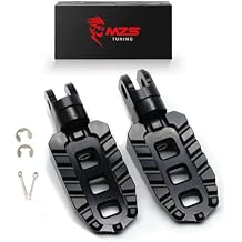 MZS Motorcycle Foot Pegs, Front Adventure Bike Footpeg Rider Serrated Footrests Foot Pedal Black CNC Compatible with V-Strom 650 DL650 XT 07-23 / Vstrom 1000 10-19 / V-storm 1050 20-23 / DL250 17-21