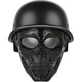 German Style Motorcycle Half Helmet - DOT Approved Skull Cap for Adult Men Women - Retro Face Shell for Cruiser Scooter Chopper (3Matt Black, Medium)