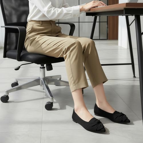 Flats for Women Pointed Toe Ballet Flats Knit Bow Dressy Flat Shoes with Arch Support Insole4