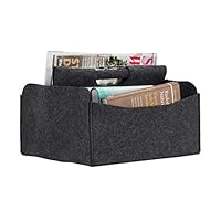 Relaxdays Zeitungskorb aus Filz, H x B x T: 22 x 31 x 29 cm, 2 Fächer, mit Griff, faltbarer Zeitungsständer, anthrazit